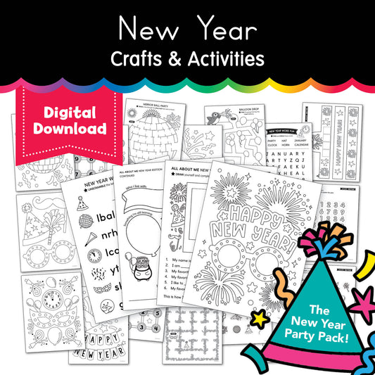 Printable January New Year Crafts and Activities Party Pack