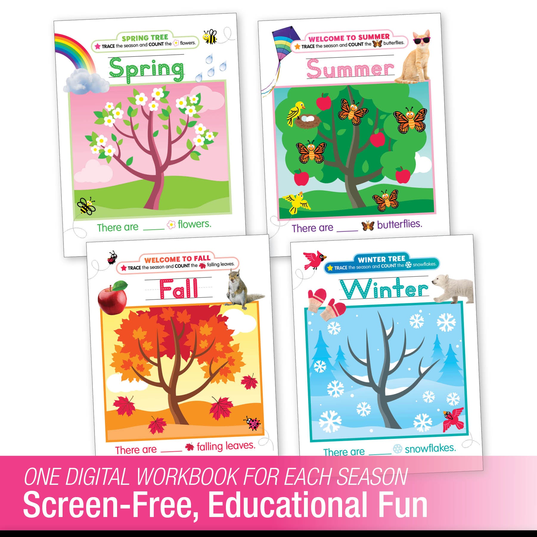 Printable Kindergarten Seasonal Activities Workbook Bundle