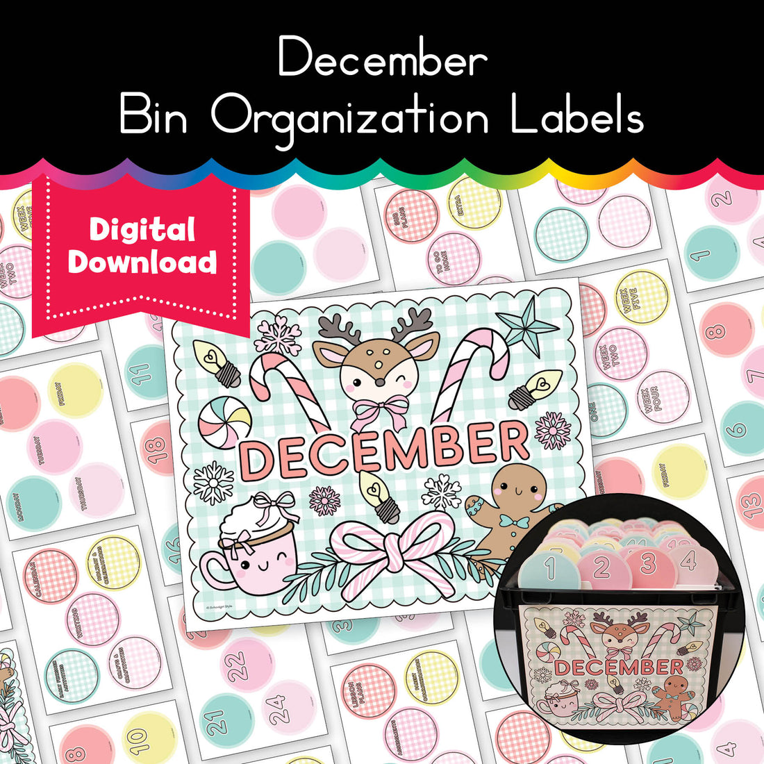 Printable December Bin Organization Labels - Playground Press