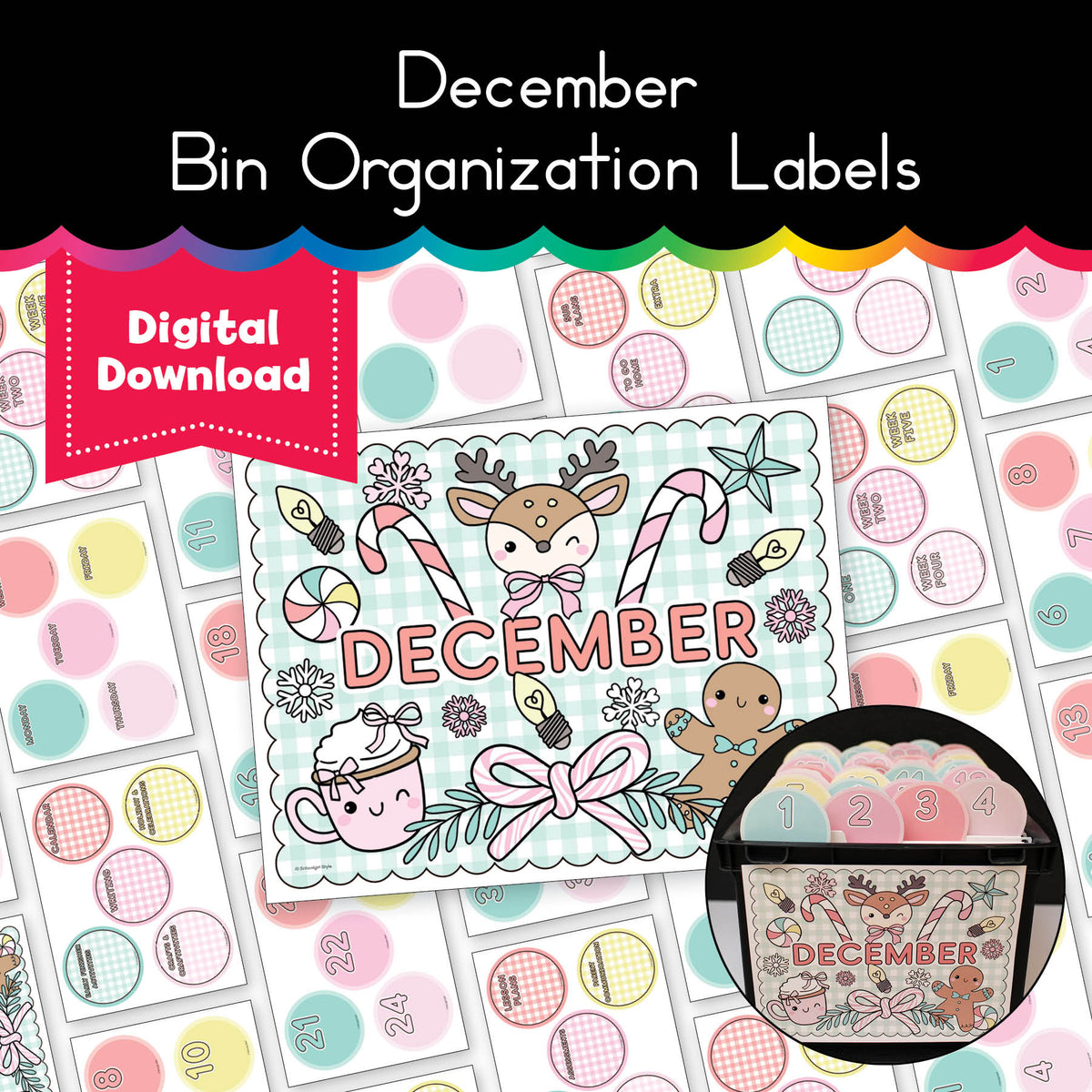 Printable December Bin Organization Labels - Playground Press