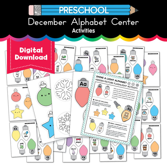 Printable Preschool December Alphabet Center Activities