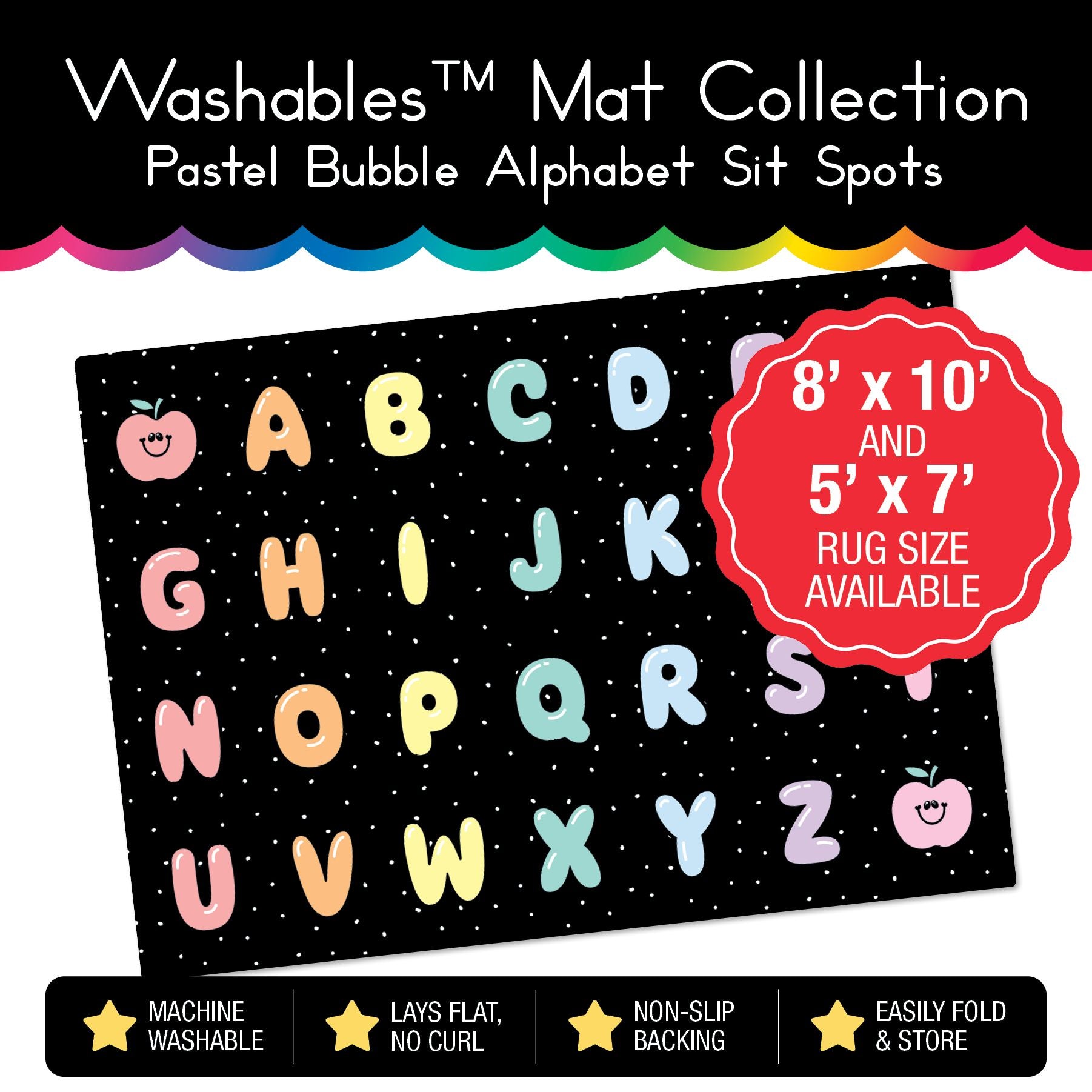 Pastel Bubble Alphabet Sit Spot Classroom Mat by Schoolgirl Style