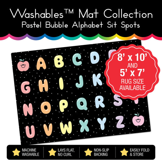 Pastel Bubble Alphabet Sit Spot Classroom Mat by Schoolgirl Style