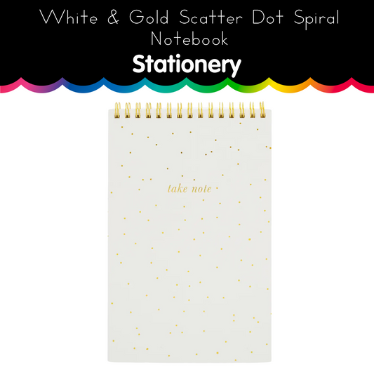 White & Gold Scatter Dot Spiral Notebook