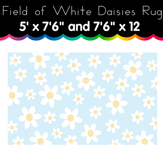 Field of White Daisies Area Rug