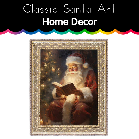 Classic Santa Framed Antique Art