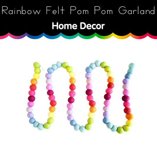 Rainbow Felt Pom Pom Garland 