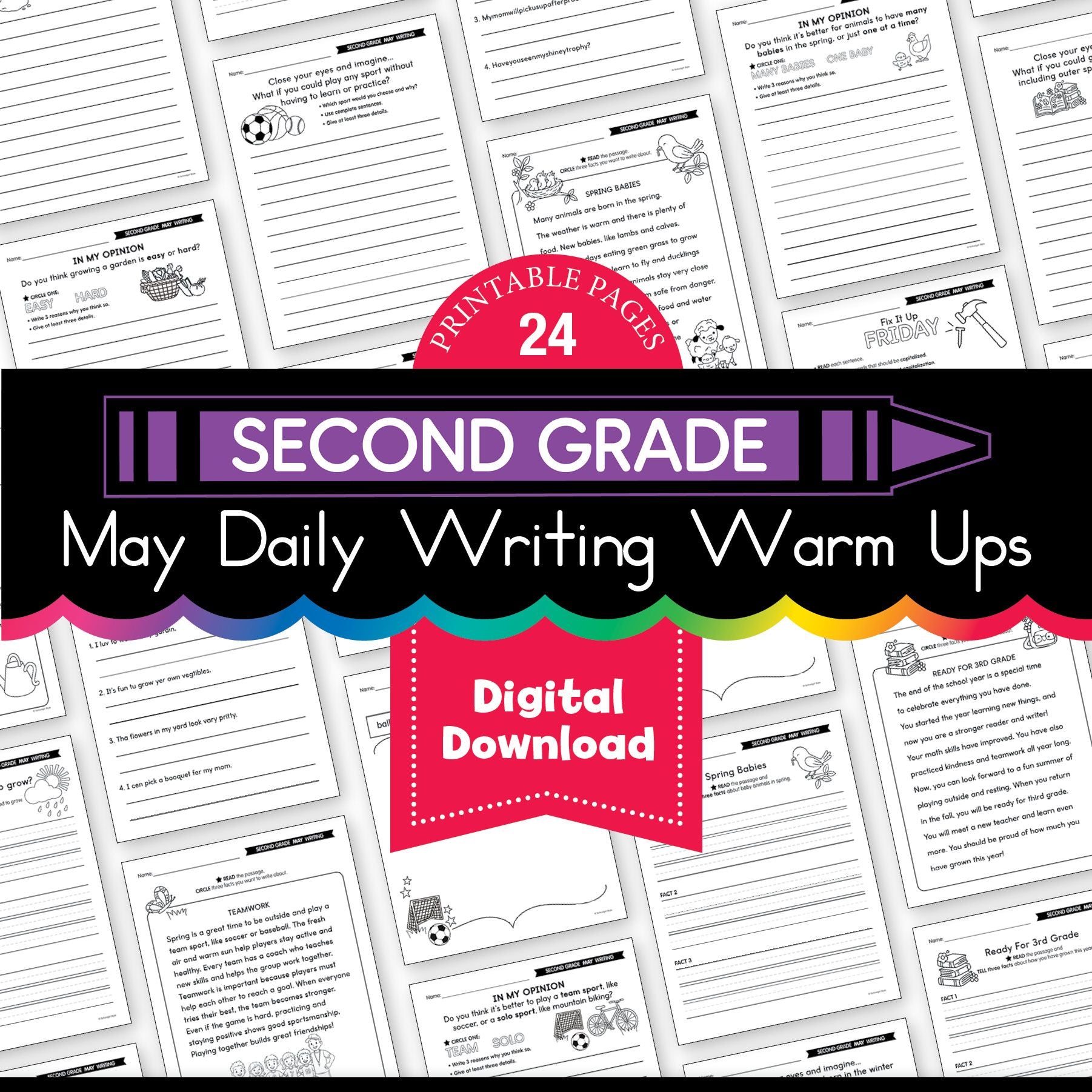 Printable Second Grade May Daily Writing Warm Ups