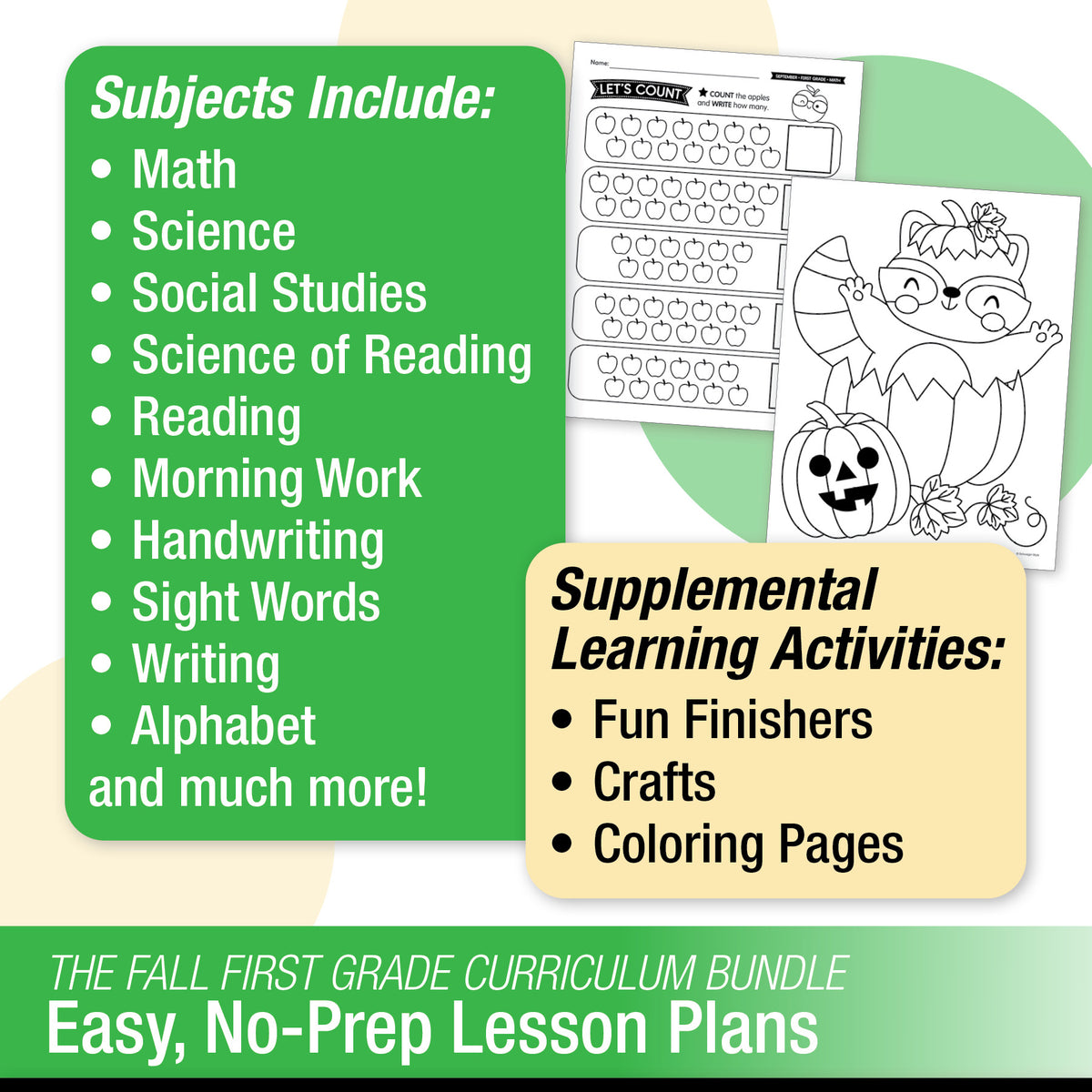 Printable First Grade Fall Homeschool Curriculum Bundle (September, October, November)