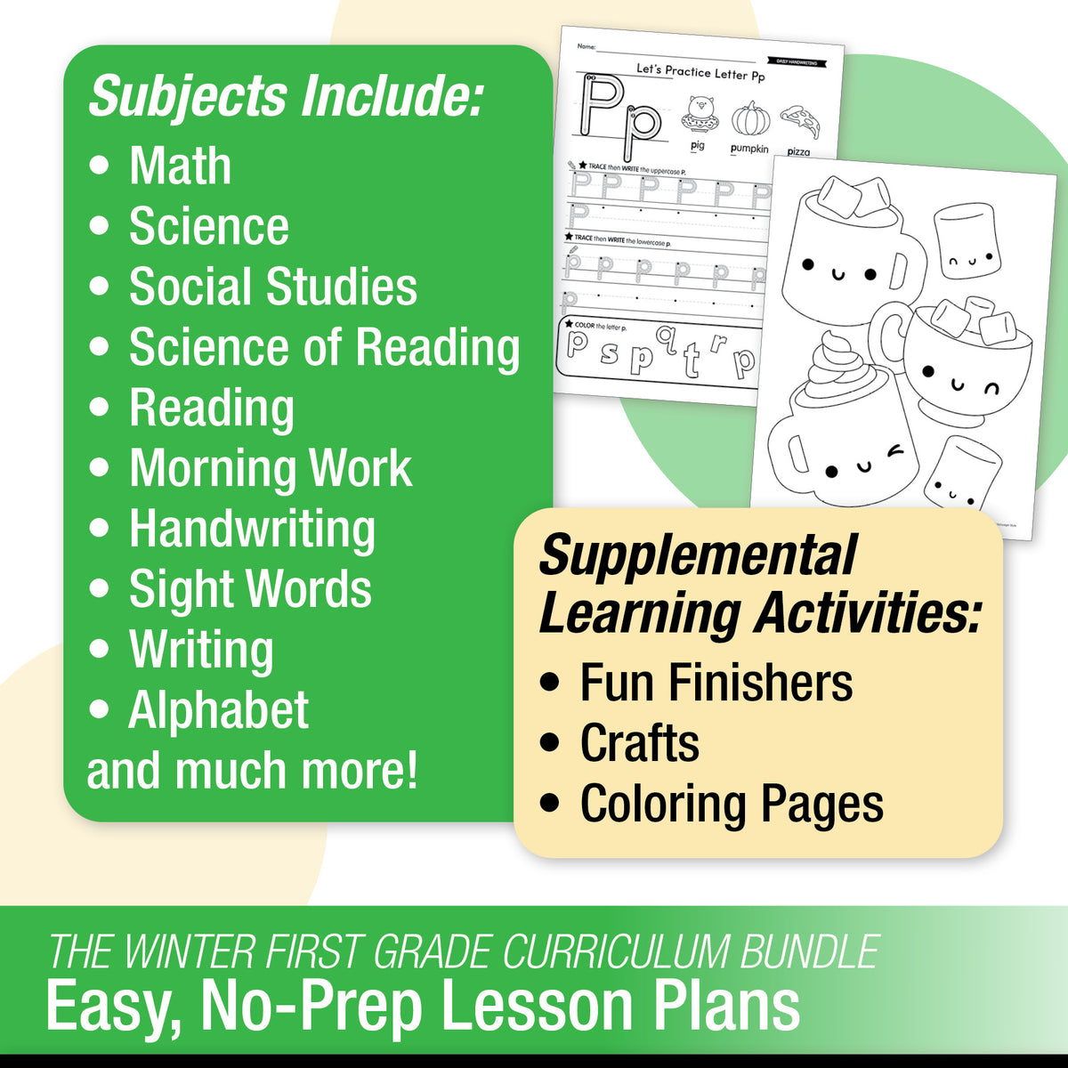 Printable First Grade Winter Homeschool Curriculum Bundle (December, J ...