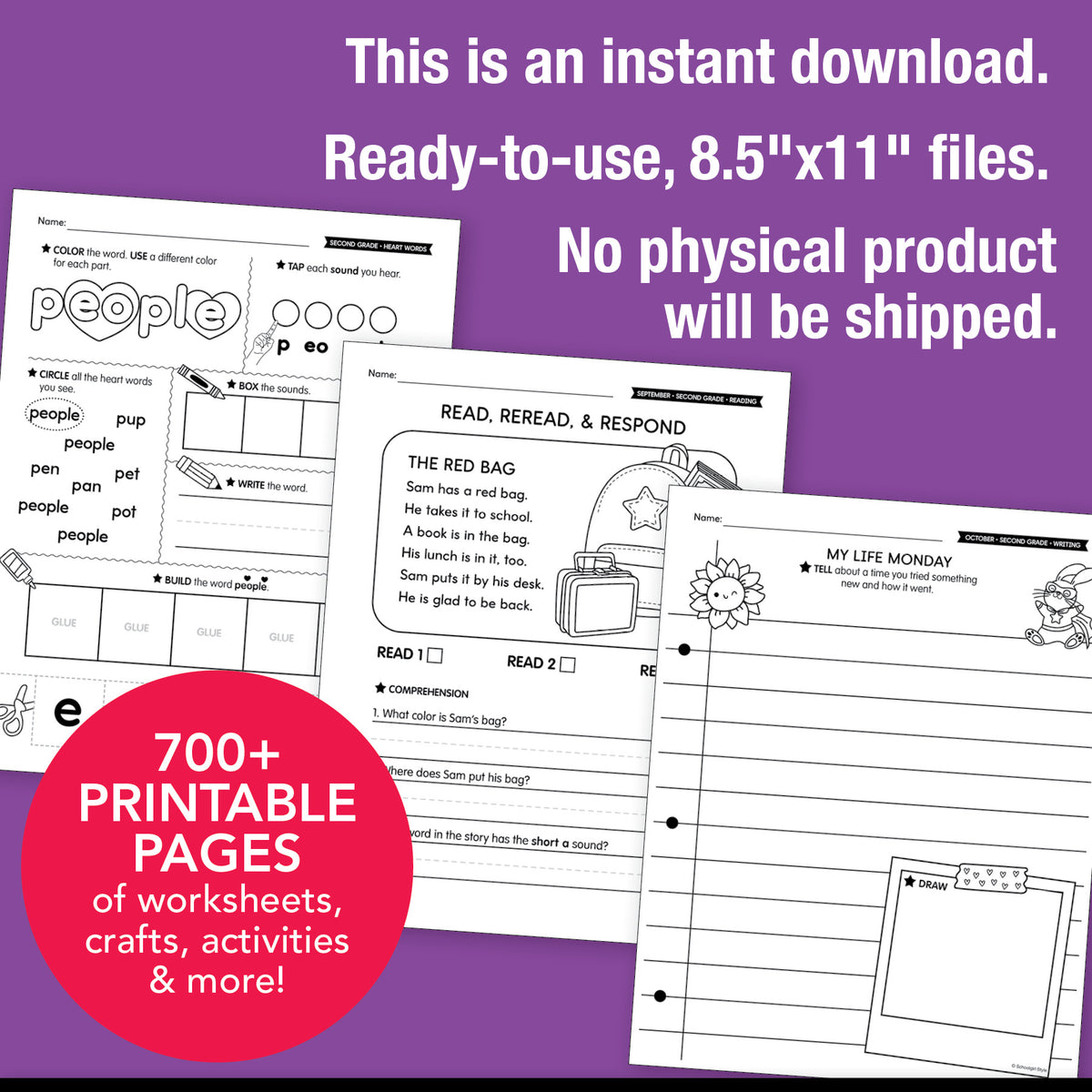 Printable Second Grade Fall Homeschool Curriculum Bundle (September, October, November)