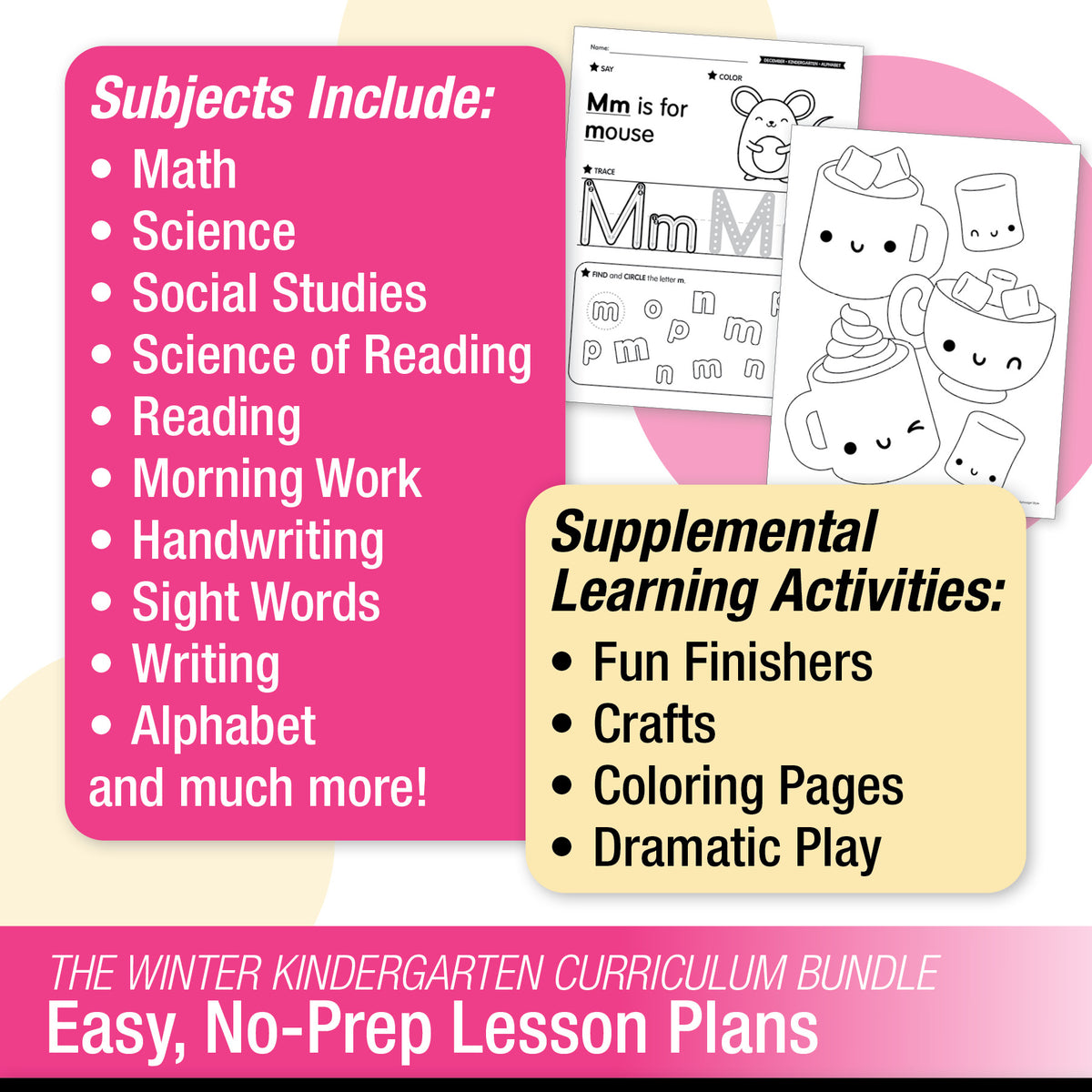 Printable Kindergarten Winter Homeschool Curriculum Bundle (December ...