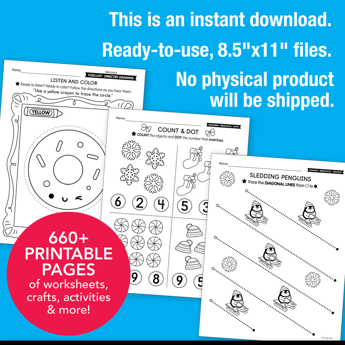 Printable Preschool Winter Homeschool Curriculum Bundle (December, Jan ...
