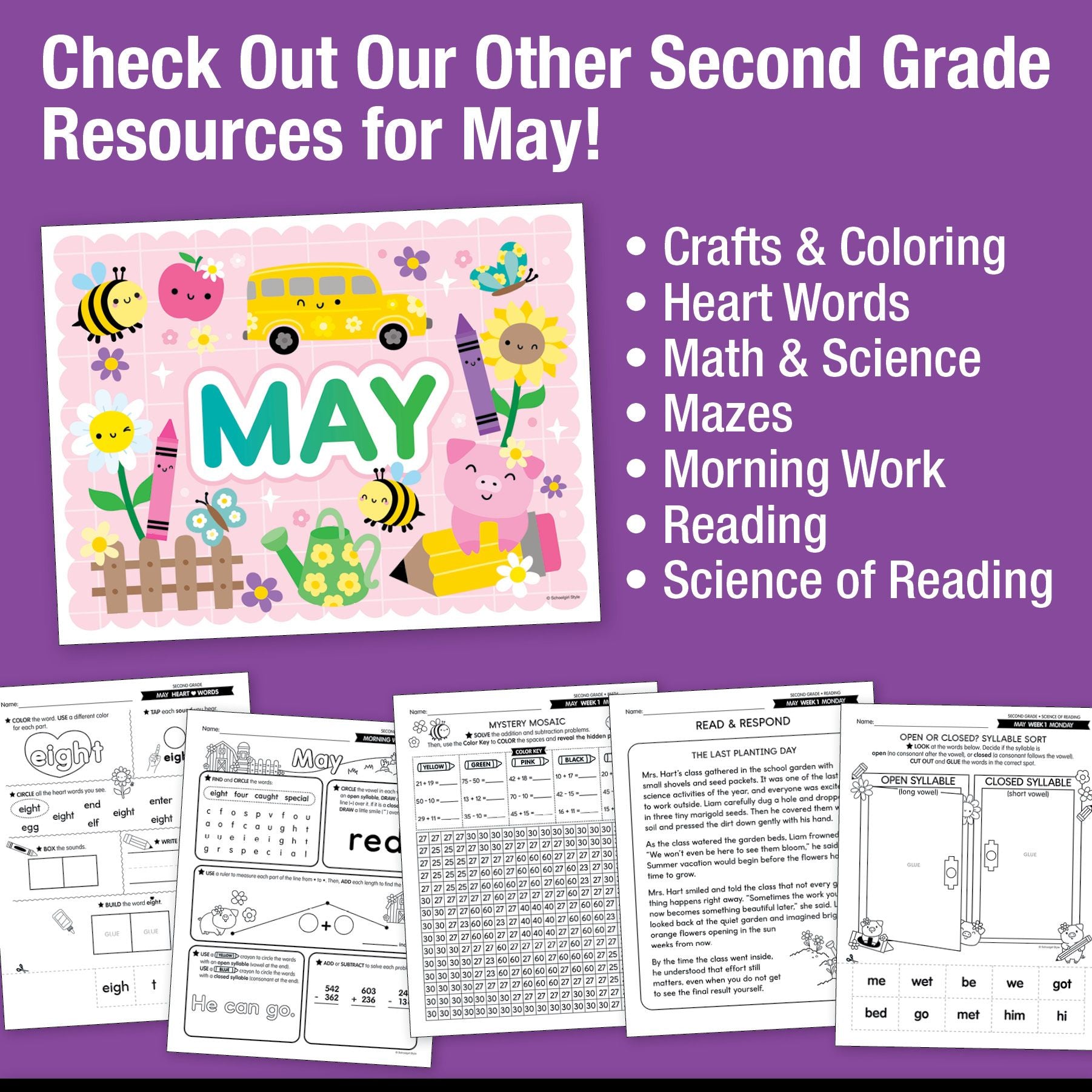 Printable Second Grade May Writing Bundle