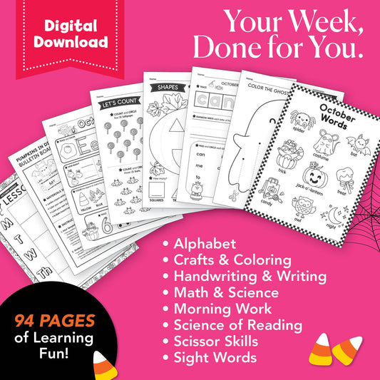 Printable Kindergarten October Week 1 Resources
