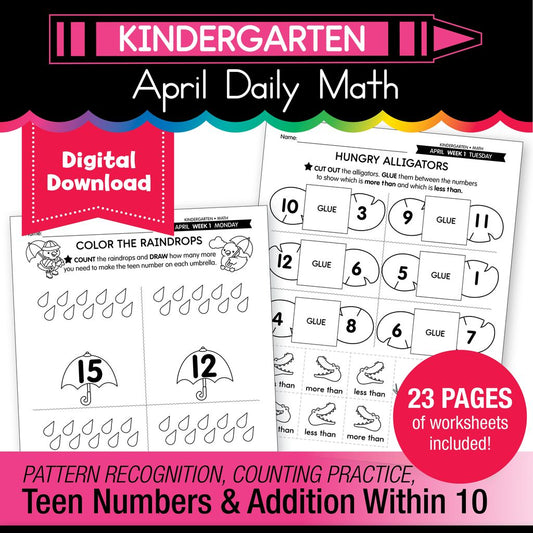 Printable Kindergarten April Daily Math
