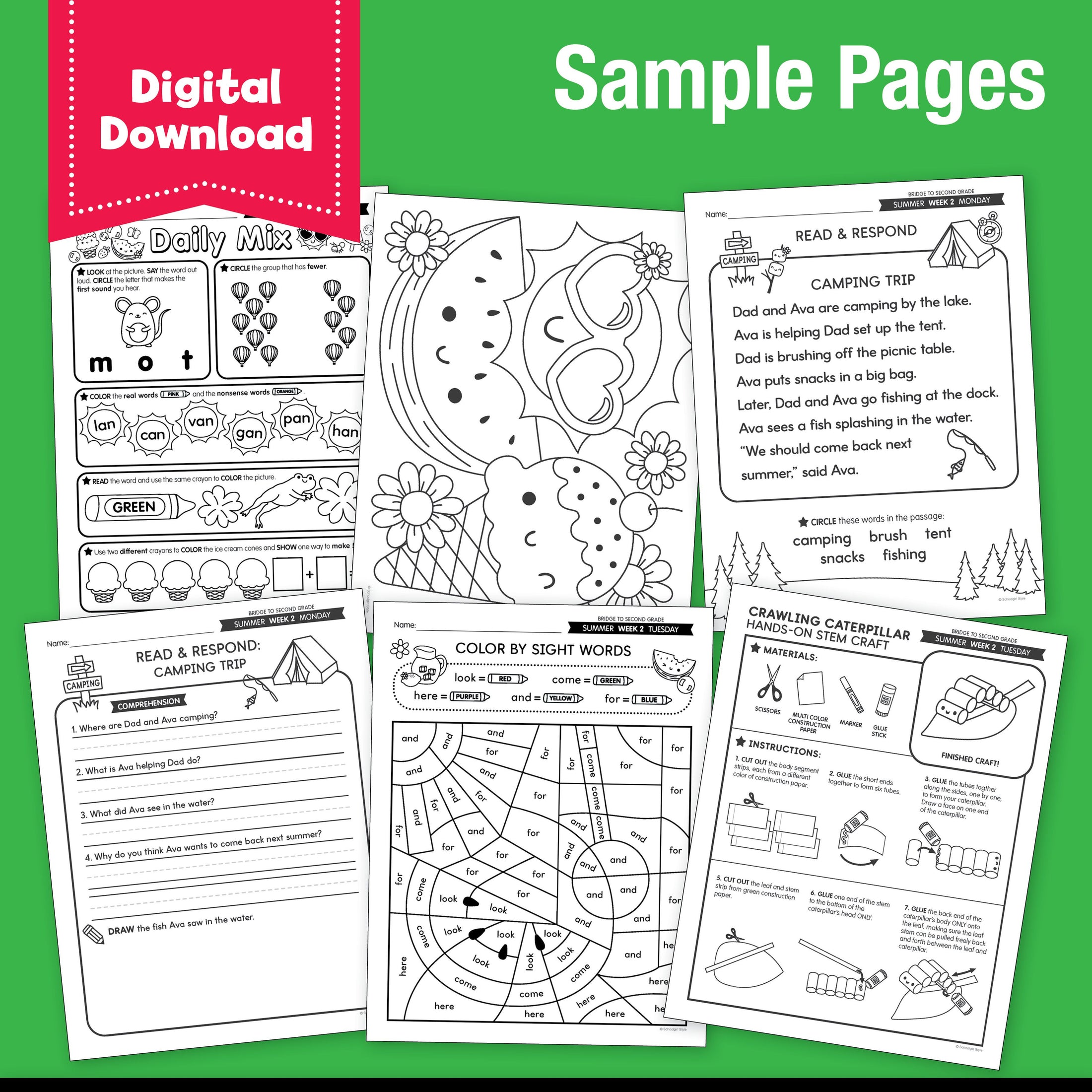 Printable Bridge To Second Grade Digital Summer Workbook
