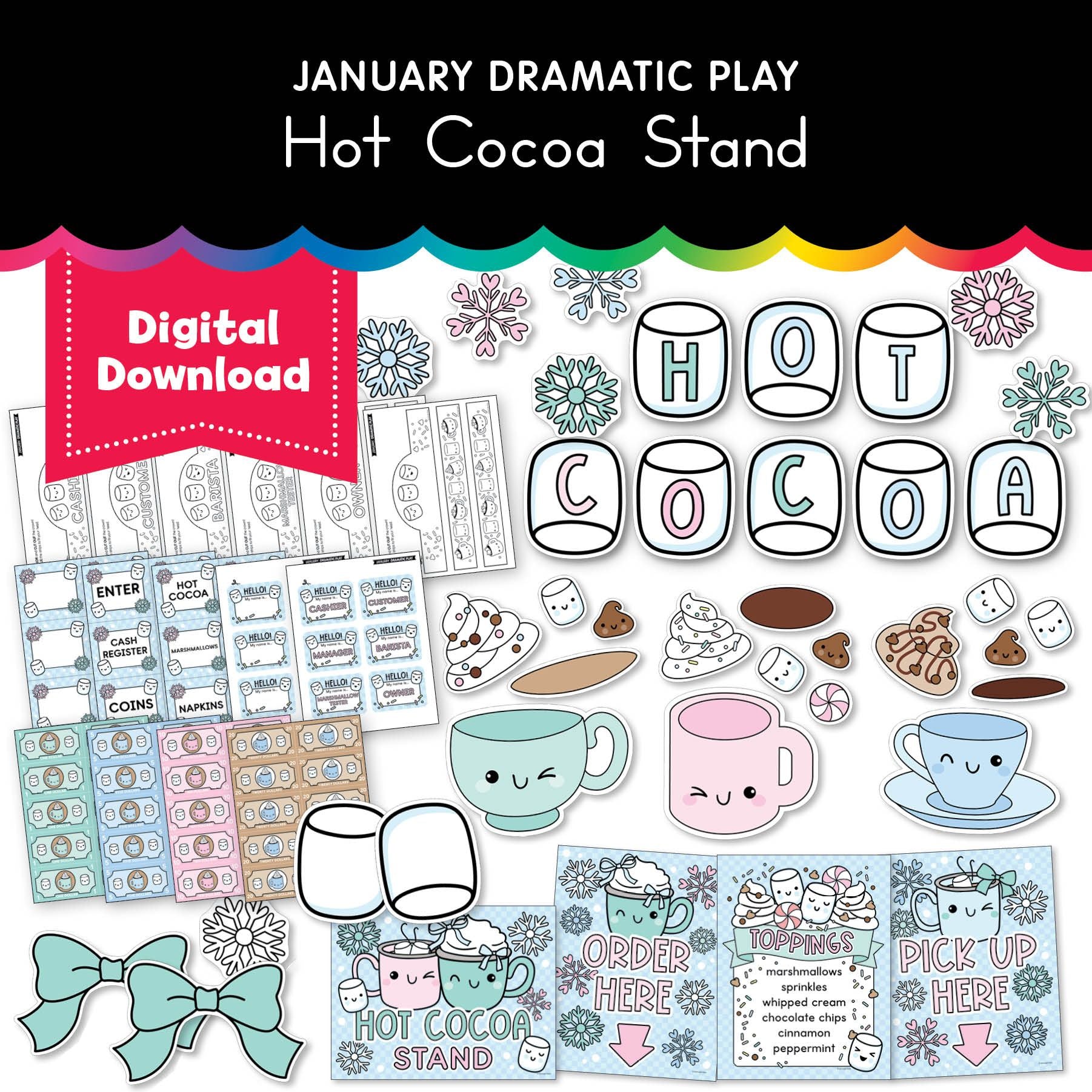Printable January Dramatic Play Hot Cocoa Stand