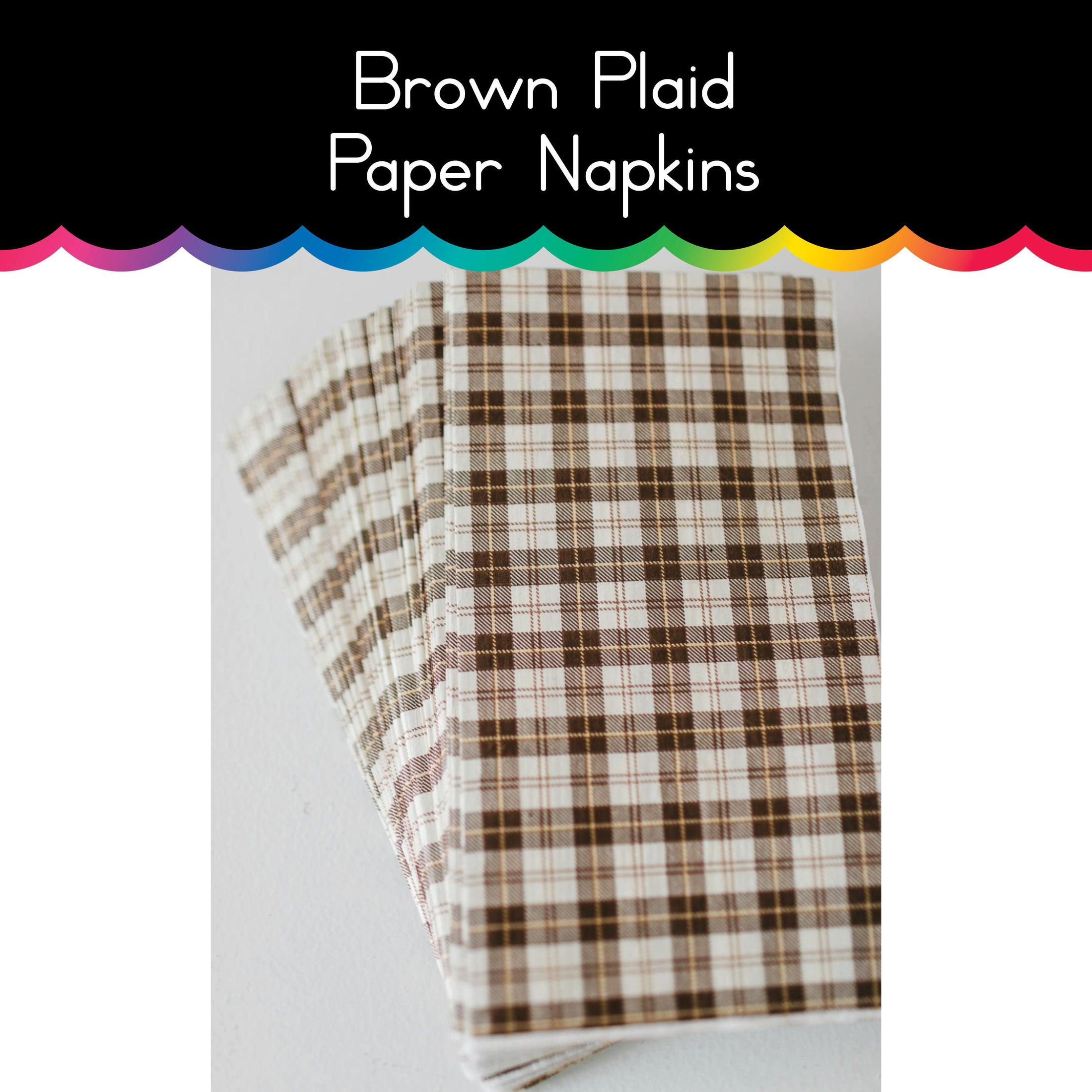 Brown Plaid Paper Napkins