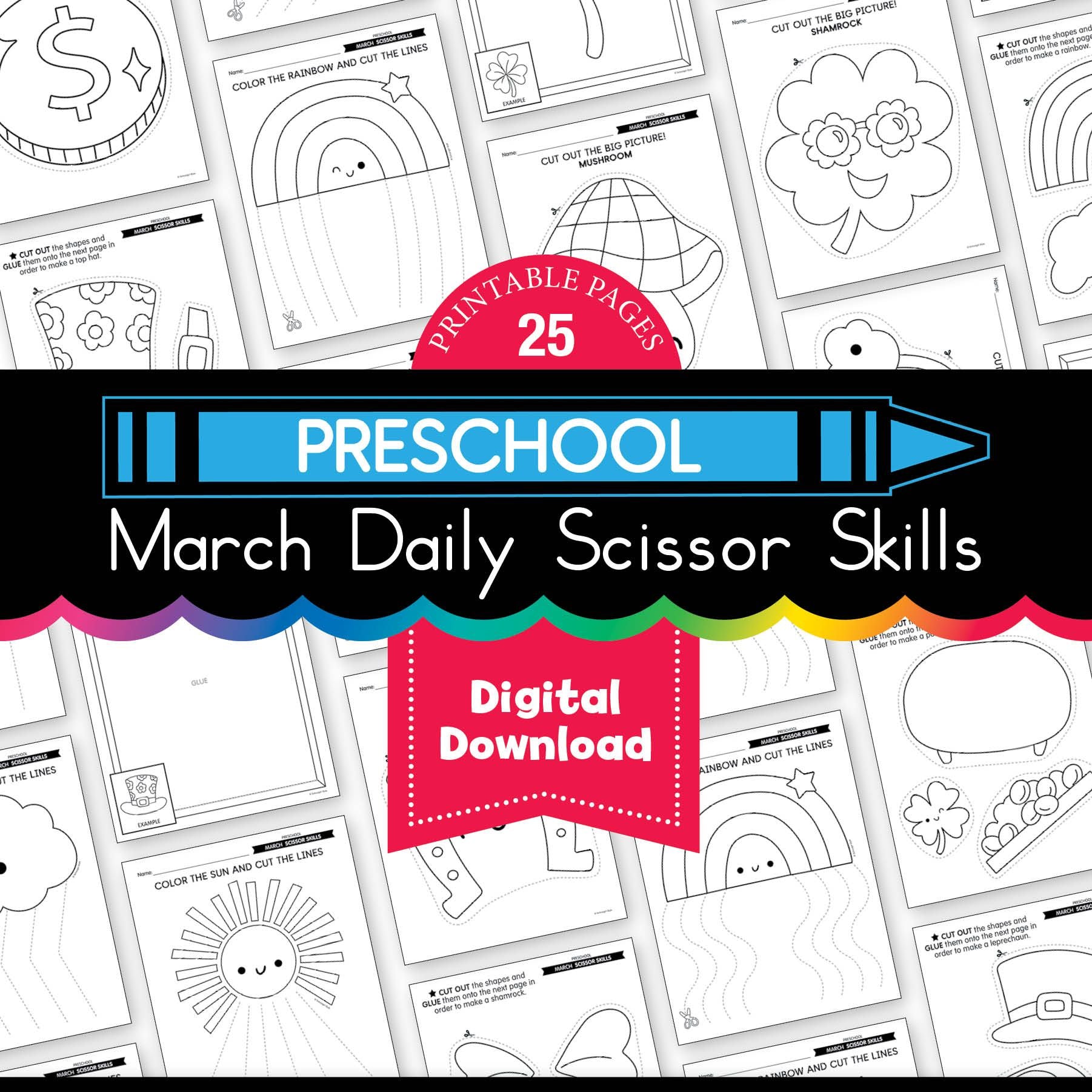 Printable Preschool March Daily Scissor Skills