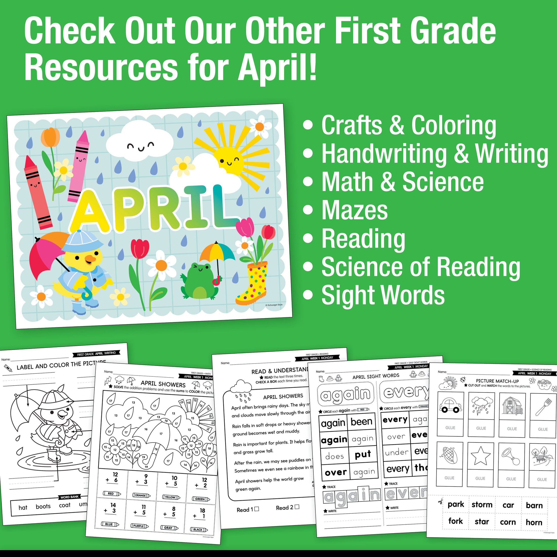 Printable First Grade April Daily Morning Work