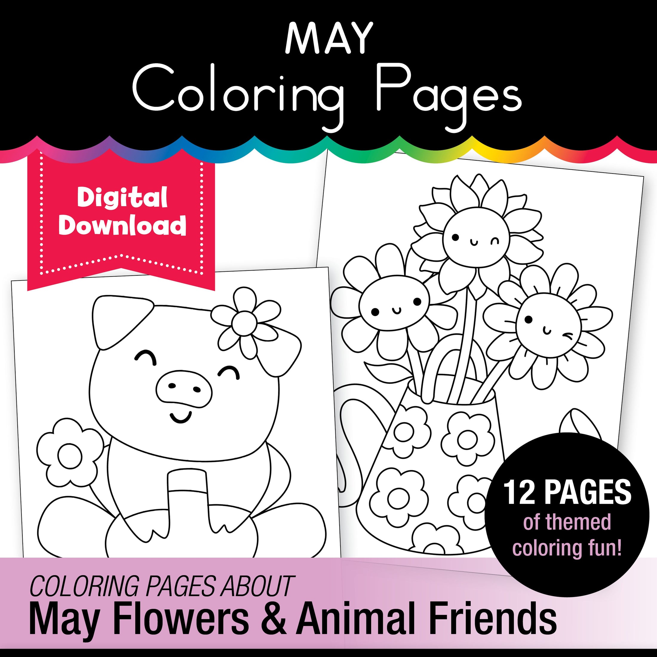 Free Printable May Coloring Pages Pack 2