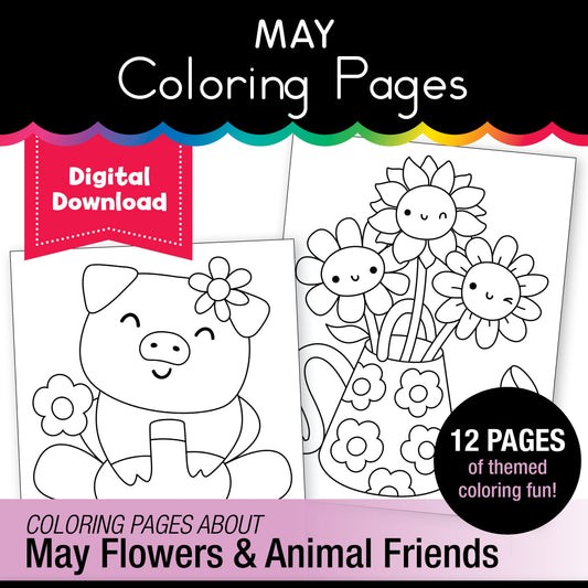 Free Printable May Coloring Pages Pack 2