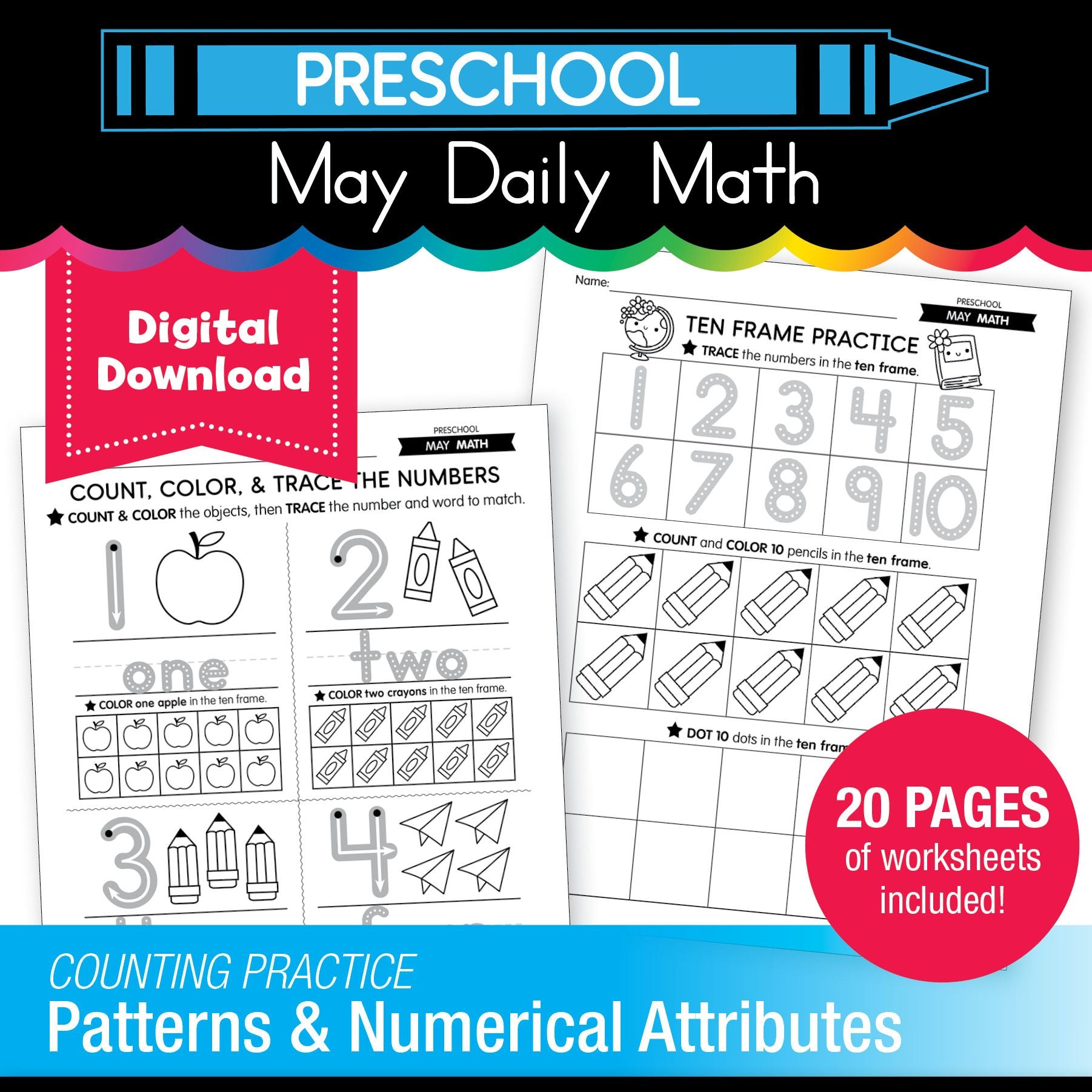 Printable Preschool May Daily Math