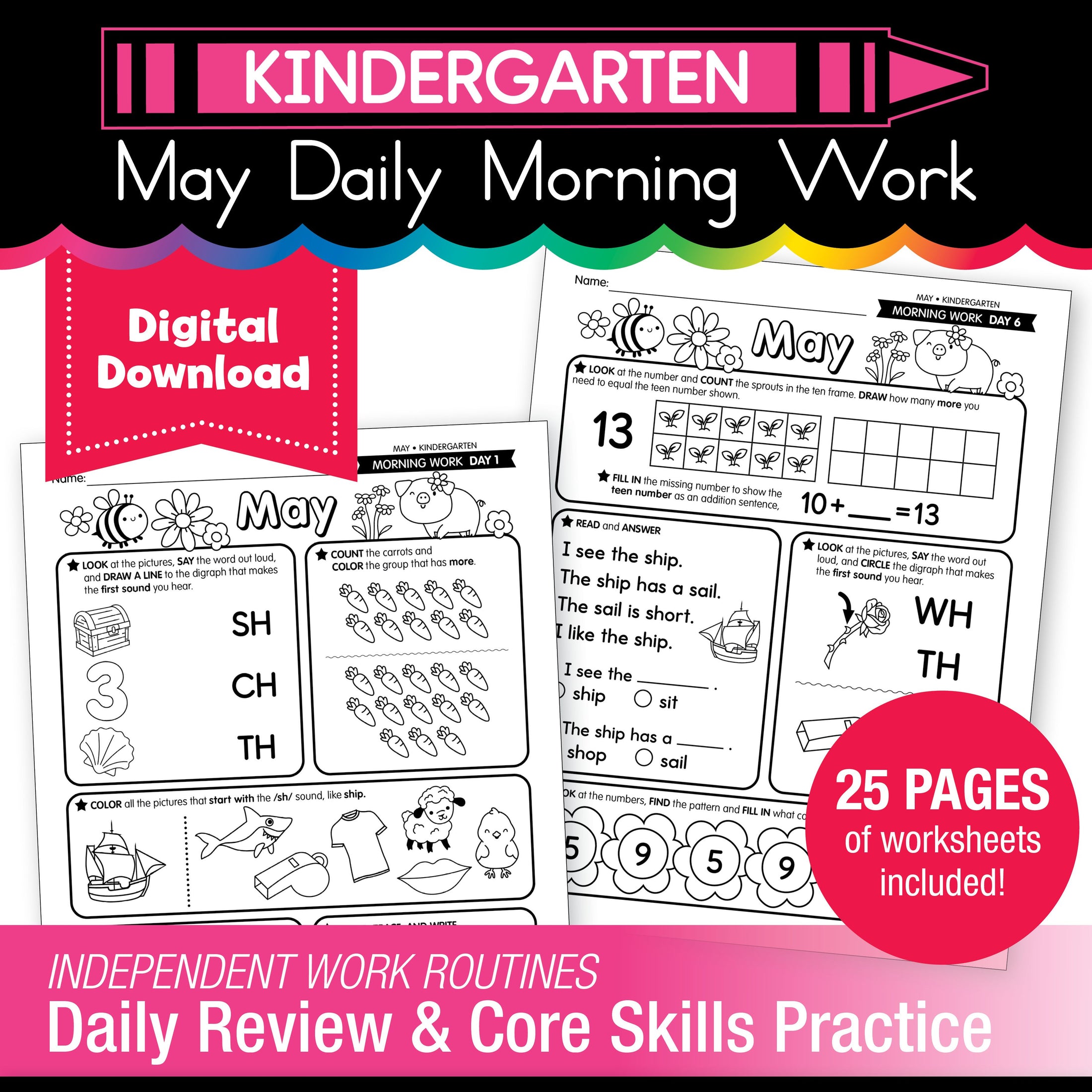 Printable Kindergarten May Daily Morning Work