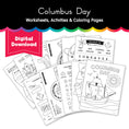 Load image into Gallery viewer, Printable Columbus Day Worksheets Activities and Coloring Pages

