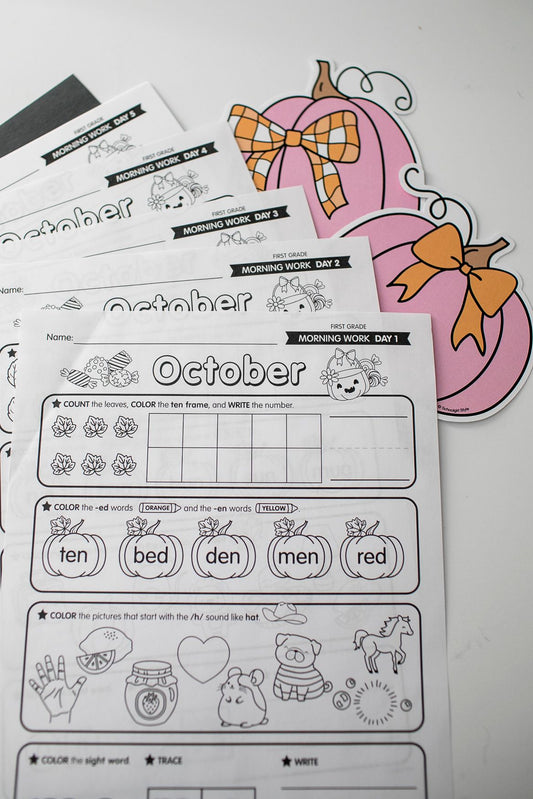 Printable First Grade October Daily Morning Work