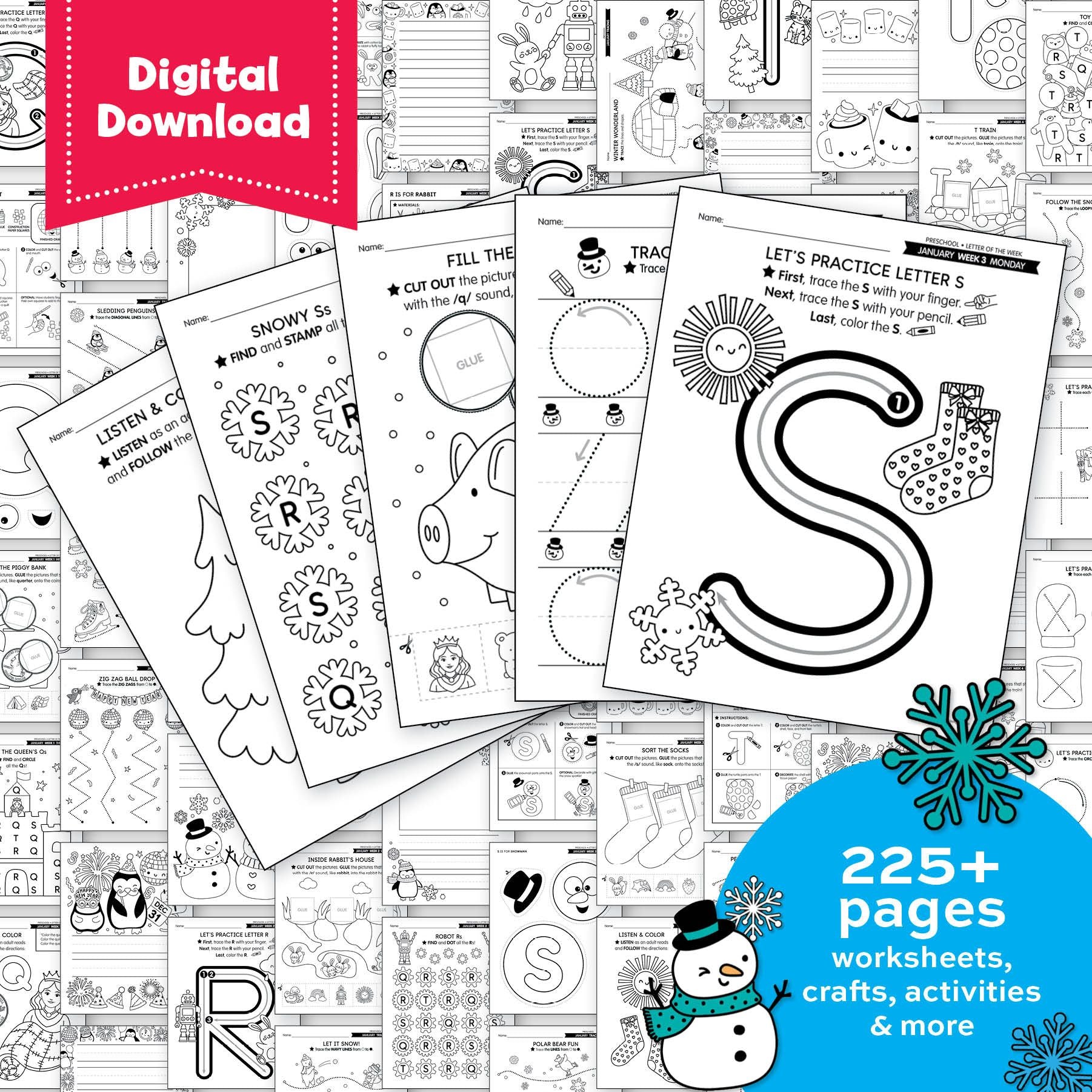 Printable Preschool January Homeschool Curriculum Bundle