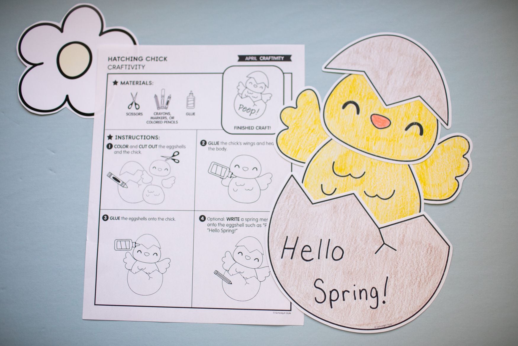 Printable April Hatching Chick Craft