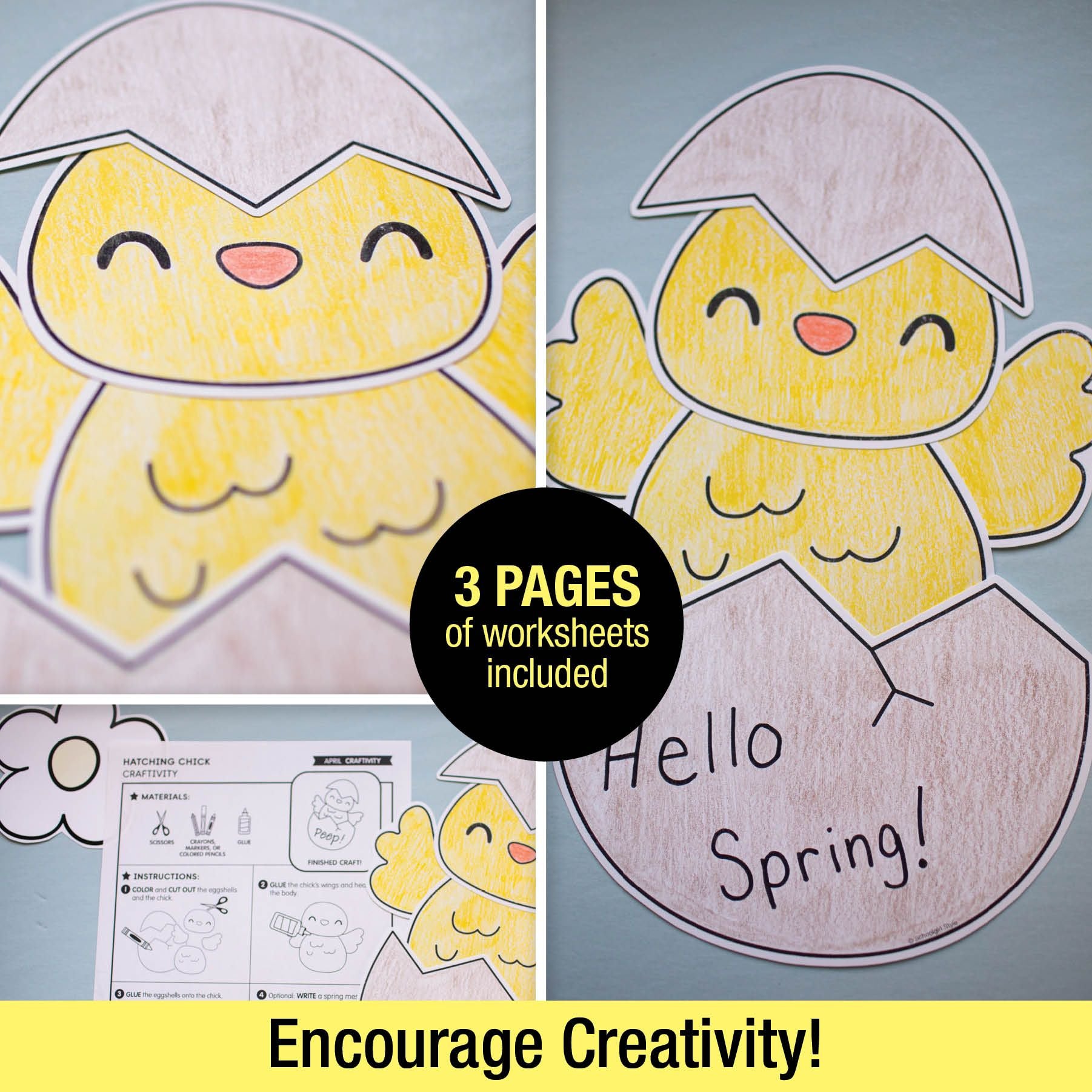 Printable April Hatching Chick Craftivity