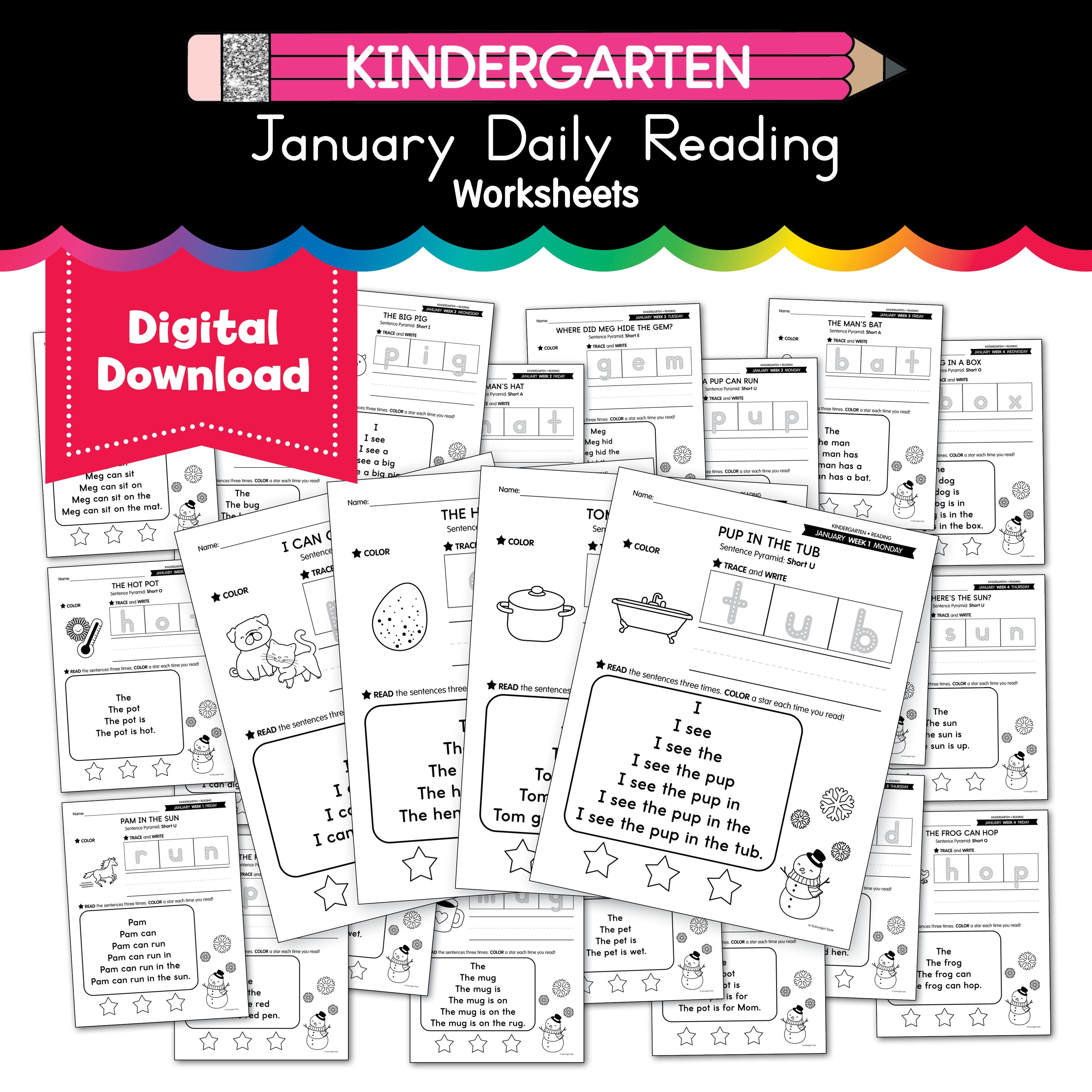 Simple Reading Playground Printable Kindergarten January Daily Reading - Playground Press