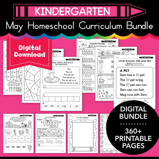 Printable Kindergarten May Homeschool Curriculum Bundle