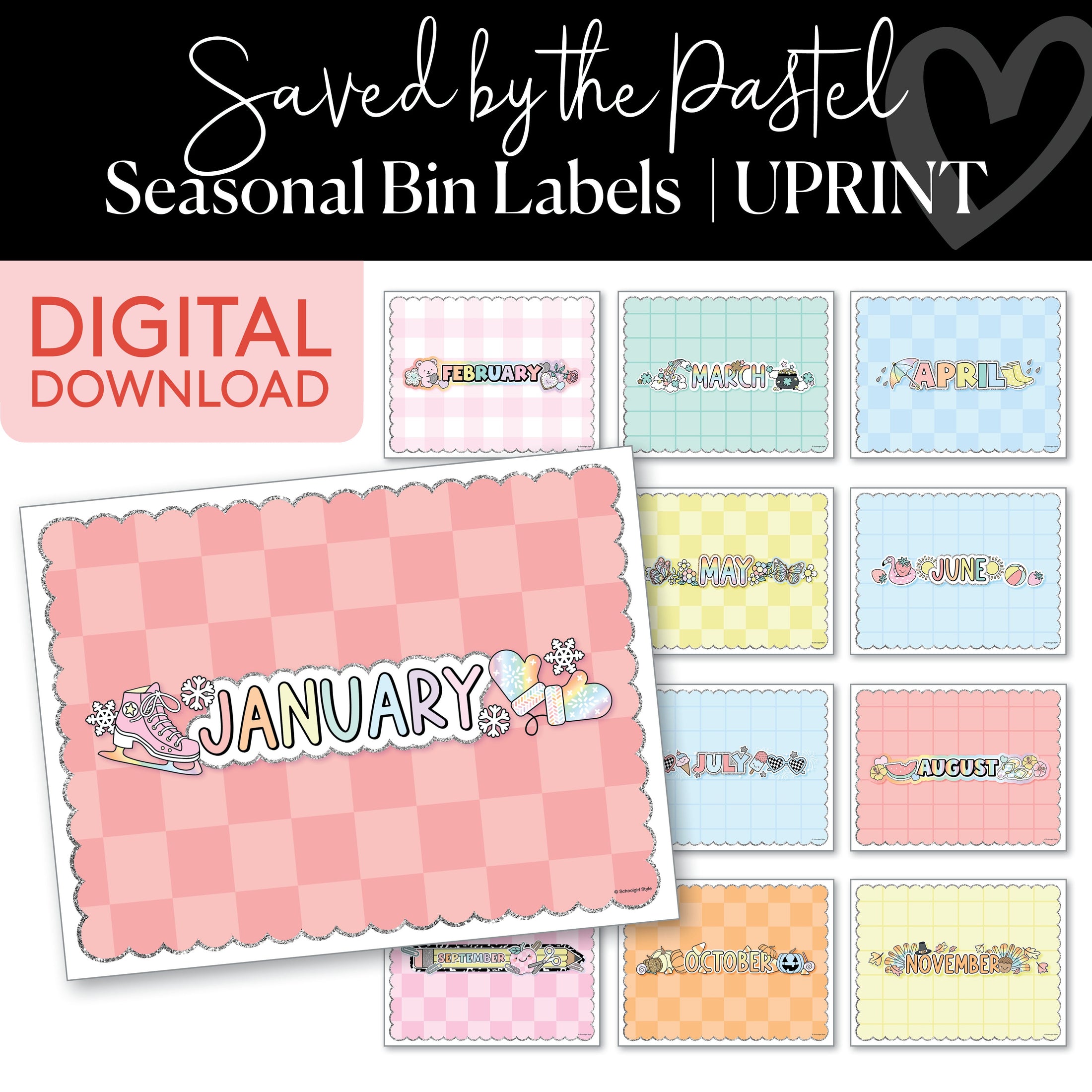 Pastel Seasonal Bins Printable Resource