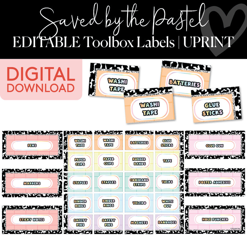 Pastel Tool Box Labels Printable Resource