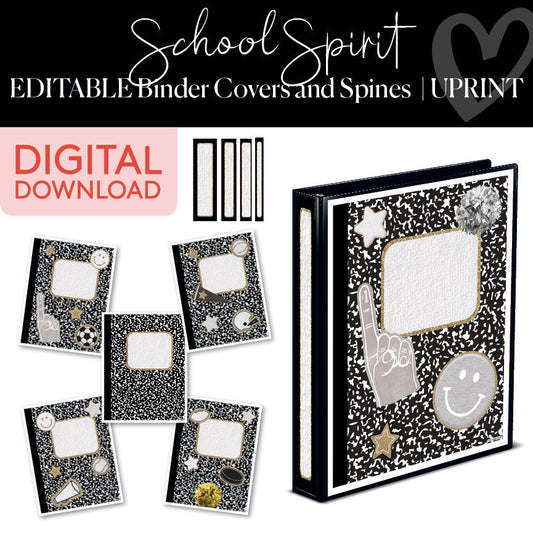 Composition Notebook Binder Covers and Spines Printable Resource