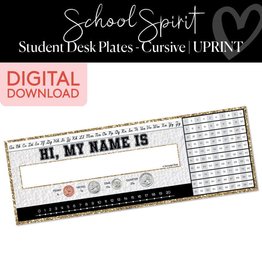 Desk Plates with Cursive Printable Resource