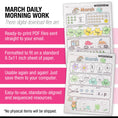 Load image into Gallery viewer, Printable Kindergarten March Daily Morning Work
