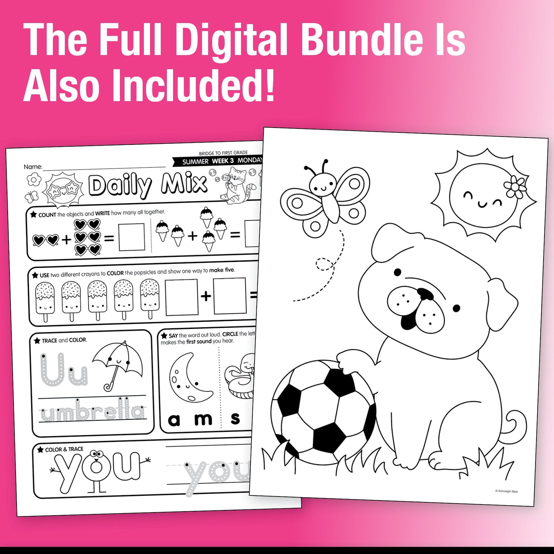 Ultimate Bridge To First Grade Pre-Printed And Digital Summer Workbook
