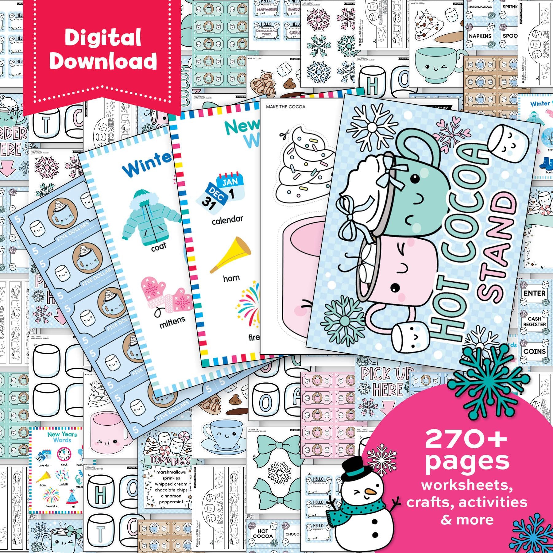 Printable Kindergarten January Homeschool Curriculum Bundle