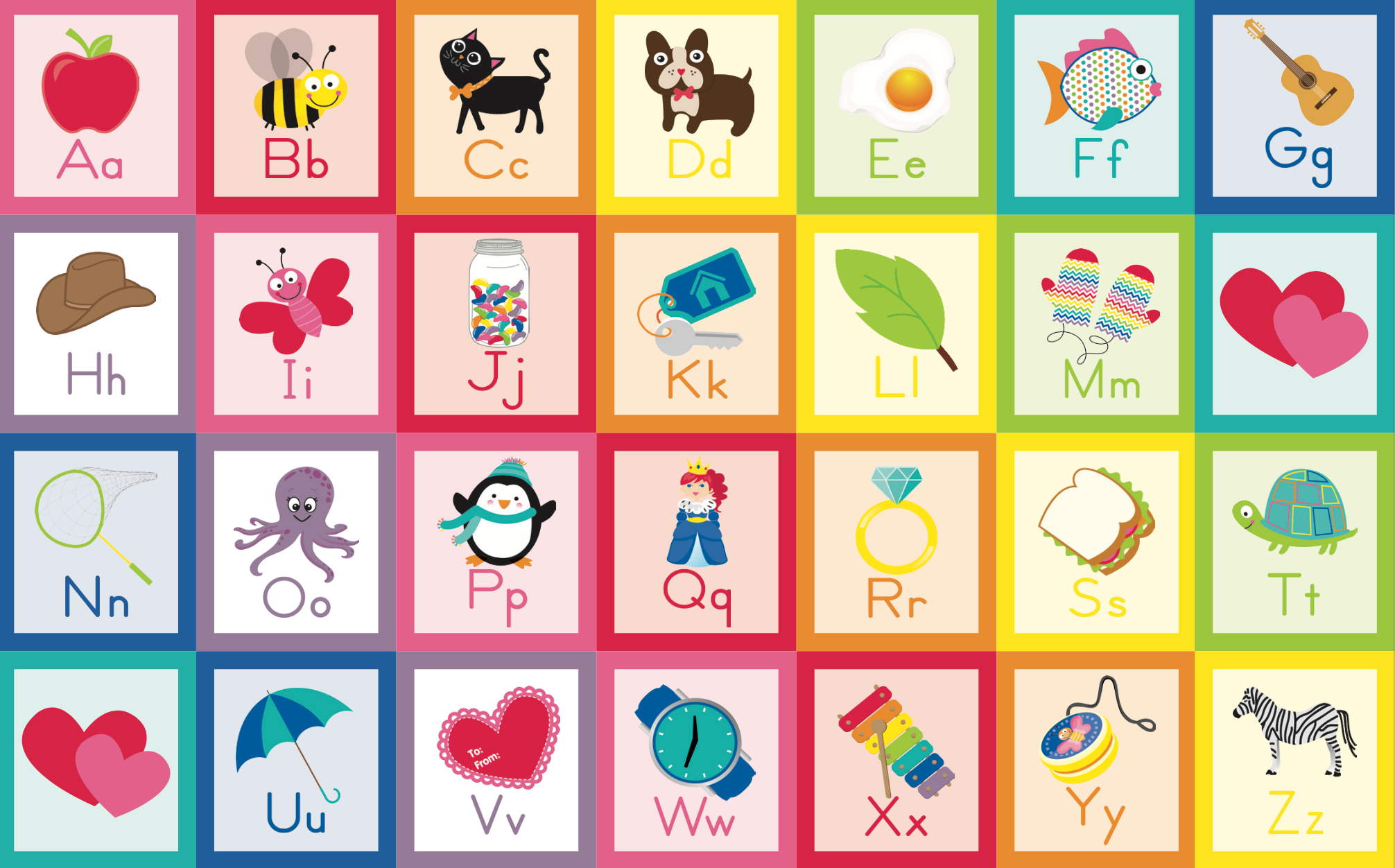 Rainbow Alphabet Cards Sit Spot Seating Classroom Rug by Schoolgirl Style