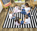 Load image into Gallery viewer, Black and White Stripe Classroom Rug by Schoolgirl Style
