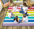 Load image into Gallery viewer, Bright Striped Rainbow Classroom Rug by Schoolgirl Style
