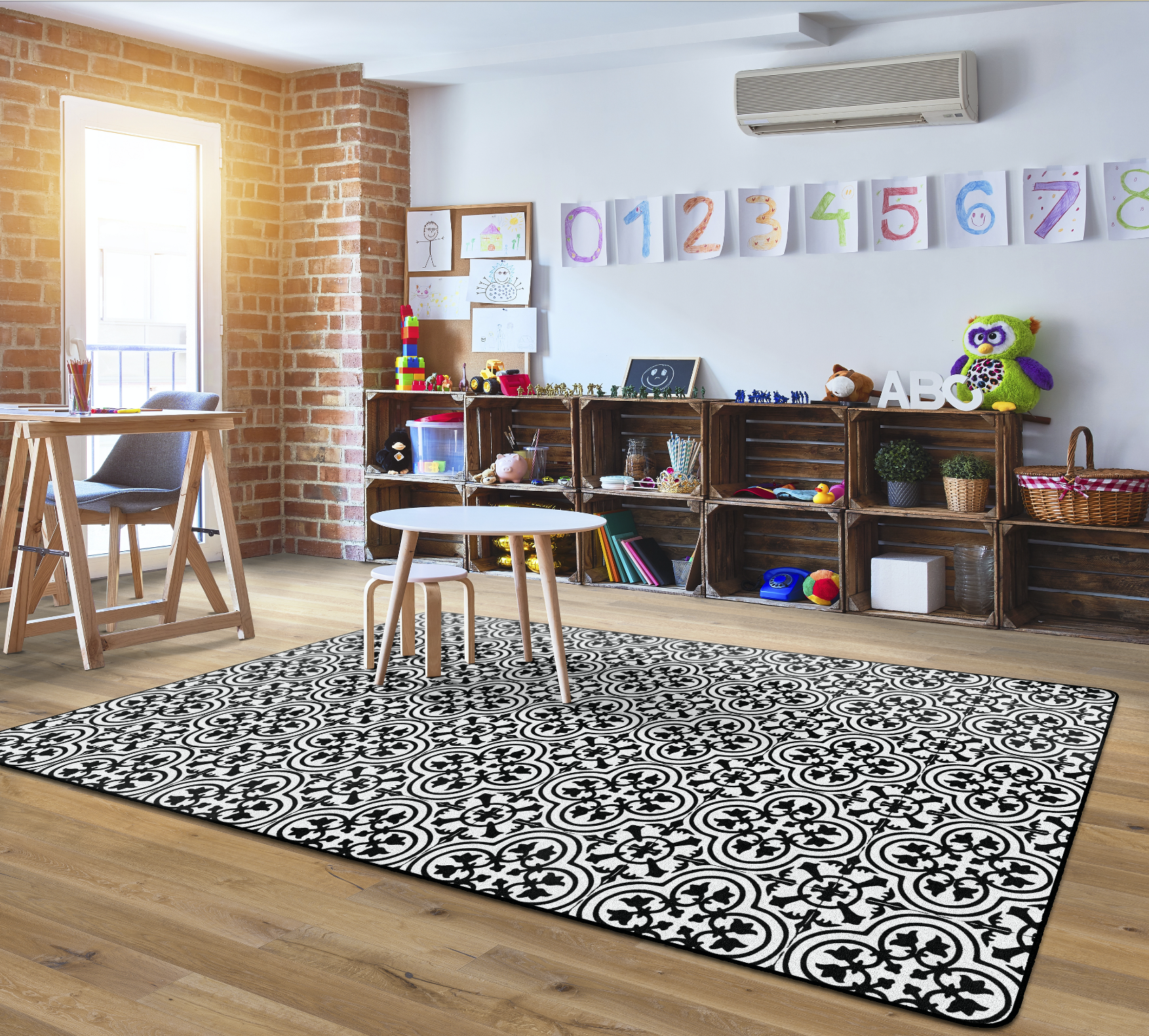 Black & White Tile Classroom Rug by Schoolgirl Style