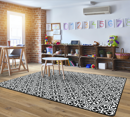 Black & White Tile Classroom Rug by Schoolgirl Style