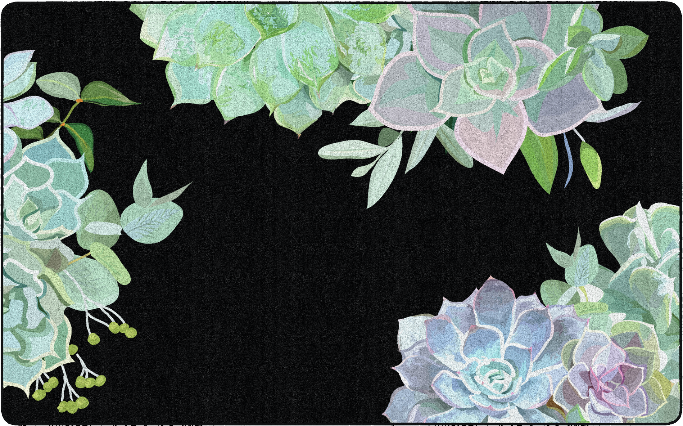 Succulents on Black Classroom Rug by schoolgirl style