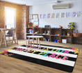 Load image into Gallery viewer, This is Our Happy Place Tropical Stripe Classroom Rug by Schoolgirl Style

